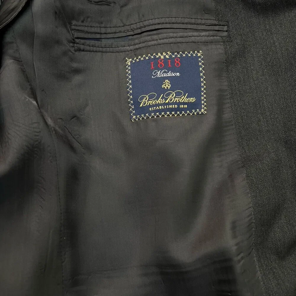 Brooks Brothers‎ Madison Saxxon Blazer Mens Size 44L Charcoal Gray USA